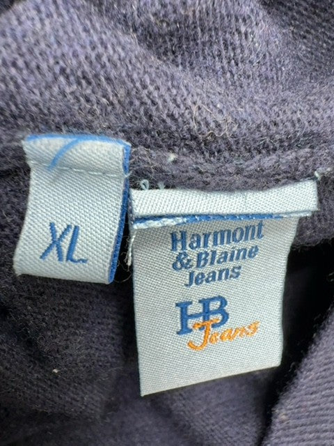 Harmont & Blaine Navy Blue XL Men's Crew Neck Sweater Orange Contrast