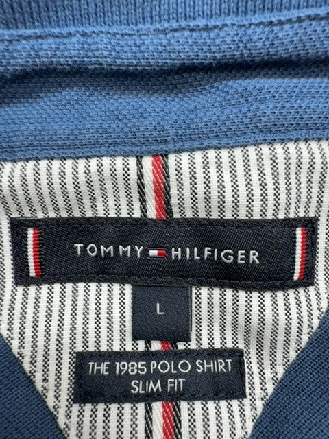 Tommy Hilfiger Men's Blue Slim Fit Polo Shirt Size L 1985
