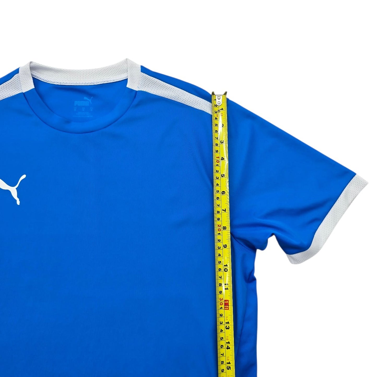 PUMA Men's Blue Soccer Jersey Slim Fit Mesh Short Sleeve