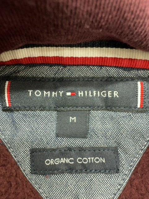 Tommy Hilfiger Men's Burgundy Organic Cotton Hoodie M Relaxed Fit