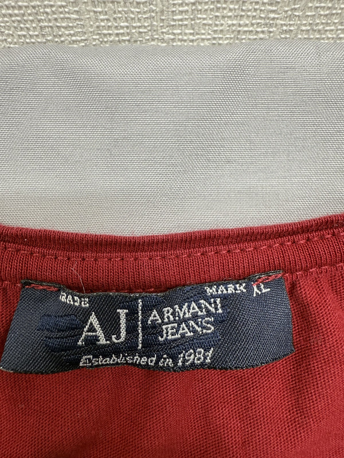 Armani Jeans Men's Red L Cotton Logo Crewneck Short Sleeve T-Shirt