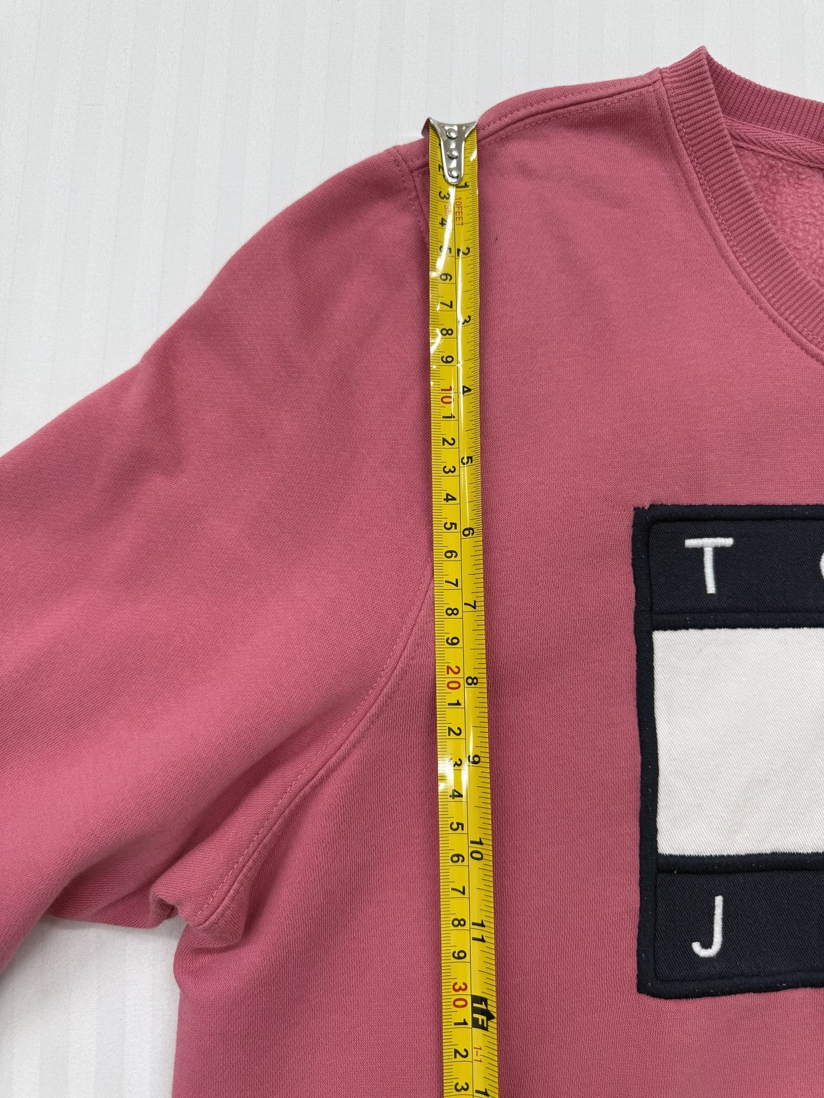 Tommy Jeans Pink Pullover Hoodie Sweatshirt Kids L/6 French Terry Logo Patch