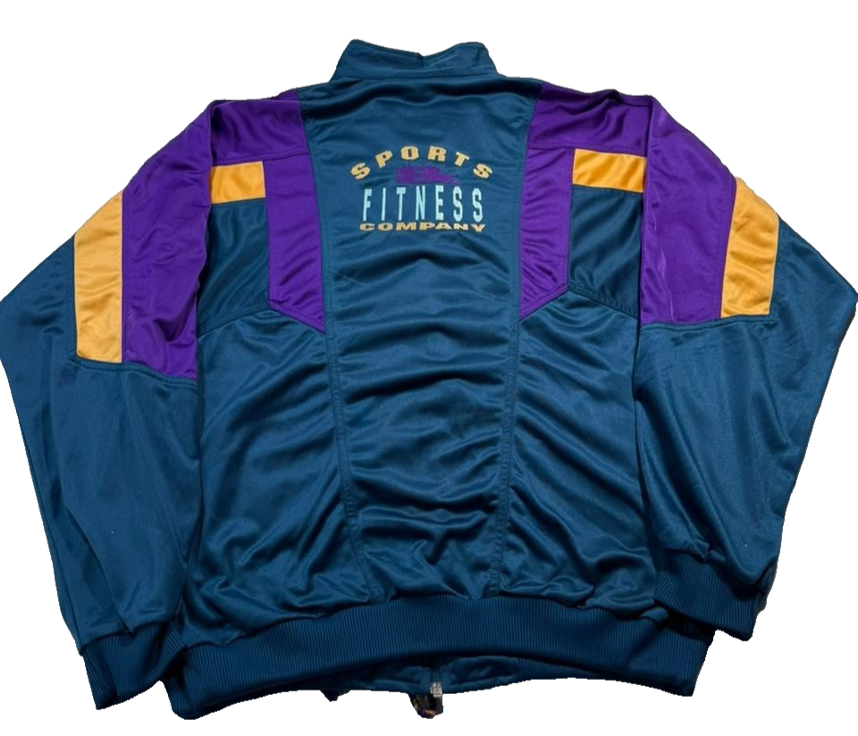 Nike Vintage 90S Teal Purple Gold Full Zip Track Jacket Sports Size L