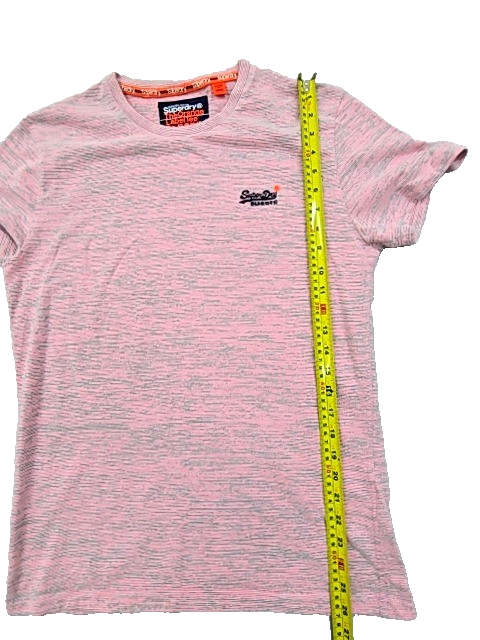 Superdry Men's Pink Space Dye Slim T-Shirt Large Orange Label