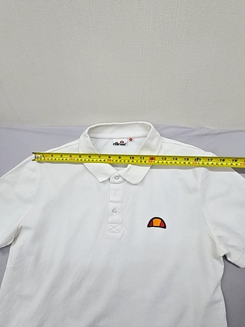 Ellesse Rooks Men's White Polo Shirt Size M Cotton Embroidered