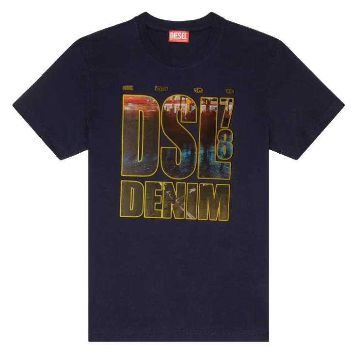 Diesel T-Diegor-L7 Men's T-Shirts - Navy Blue | Size: XL