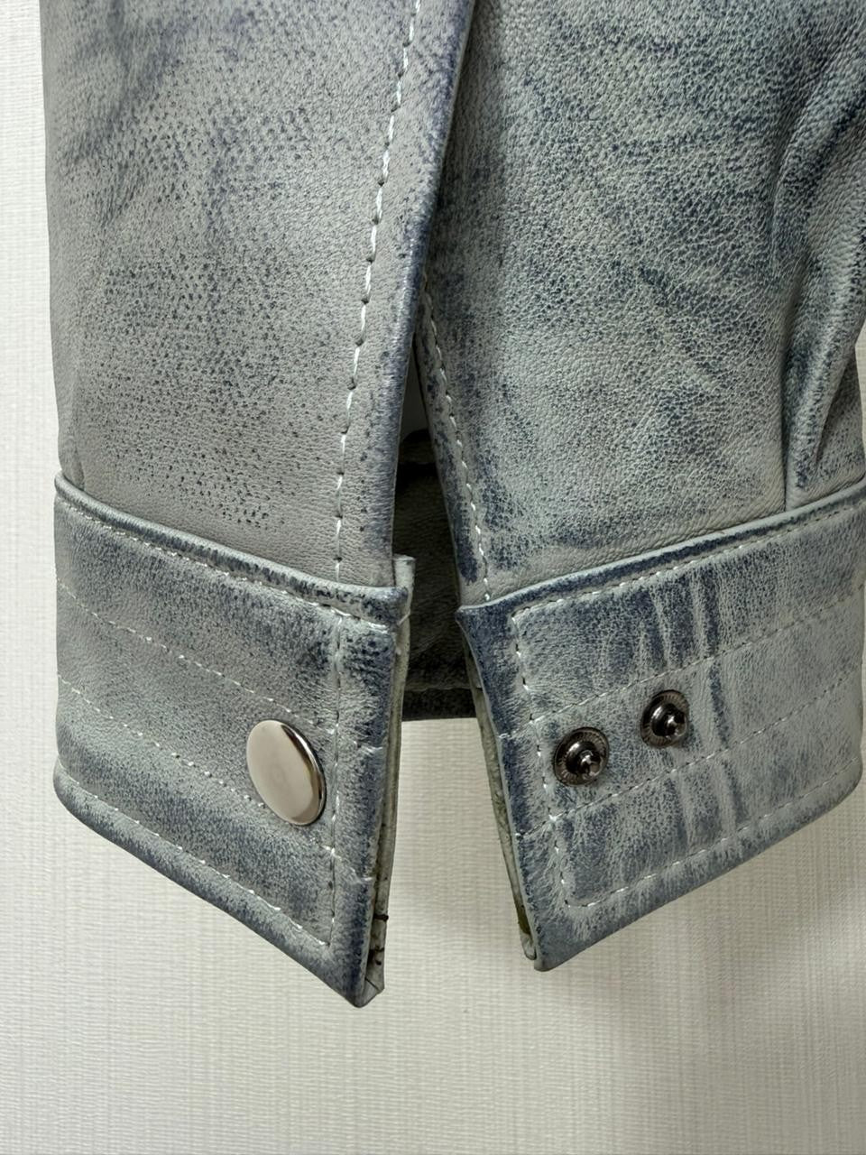Men's Italian Sheepskin Genuine Leather Premium Soft Jacket Blue Coat Size Large