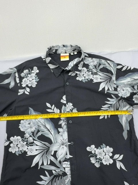Superdry Men's Black Floral Short Sleeve Button-Down Shirt Size L