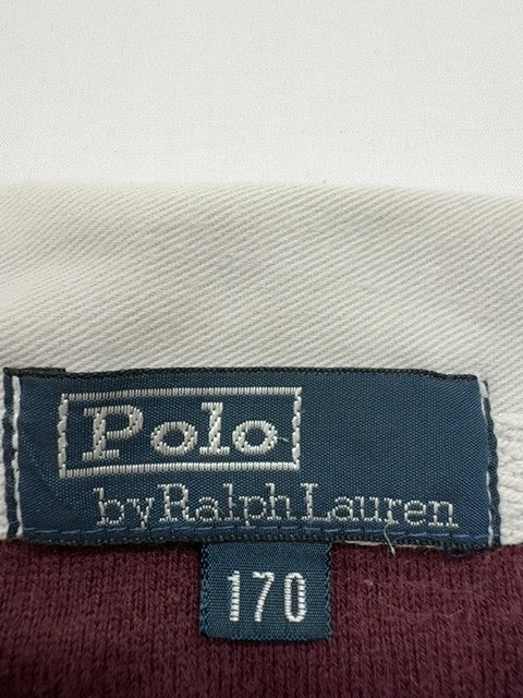 Polo Ralph Lauren Boys Shirt Size 170 | Burgundy Striped | Regular Fit Polo