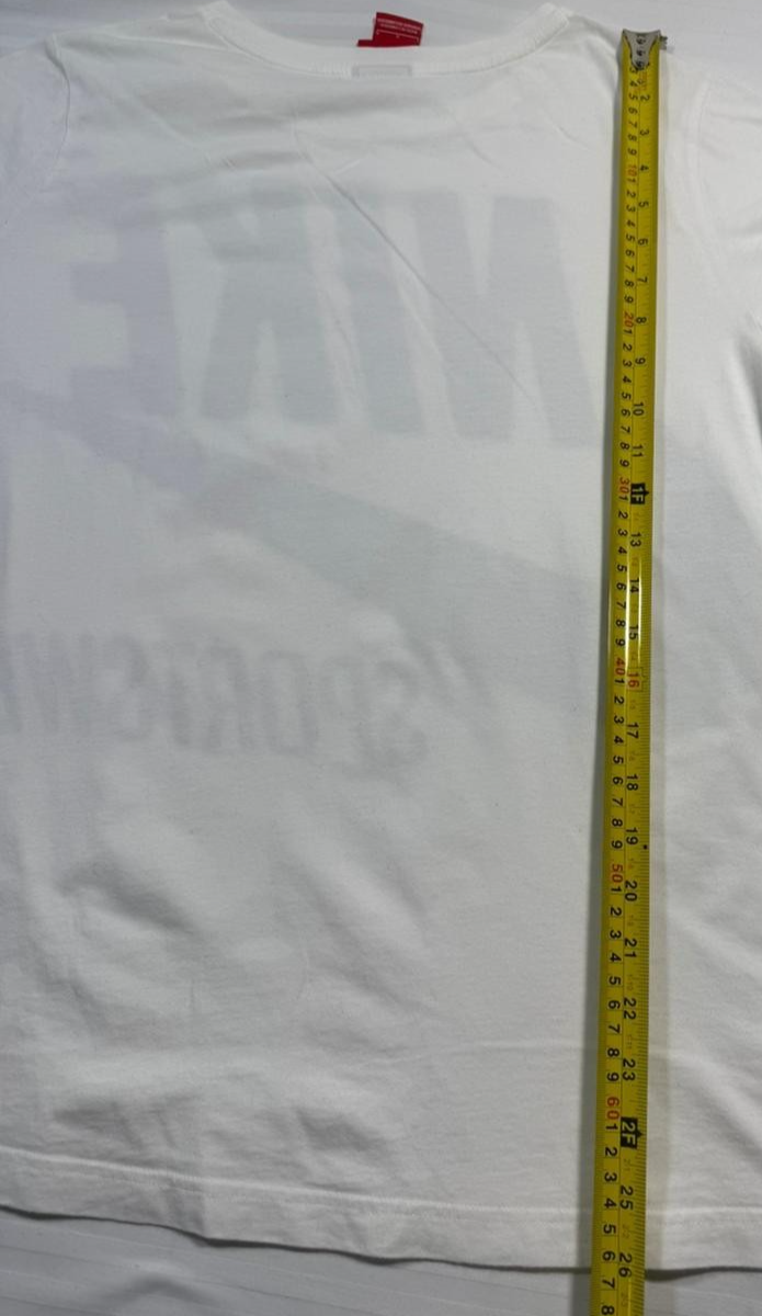 Nike Sportswear Unisex White Graphic T-Shirt Oversized Black Swoosh Logo Size L