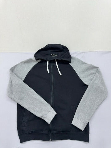 Kappa Men's Black/Grey Raglan Fleece Hoodie XL Zipper Long Sleeve