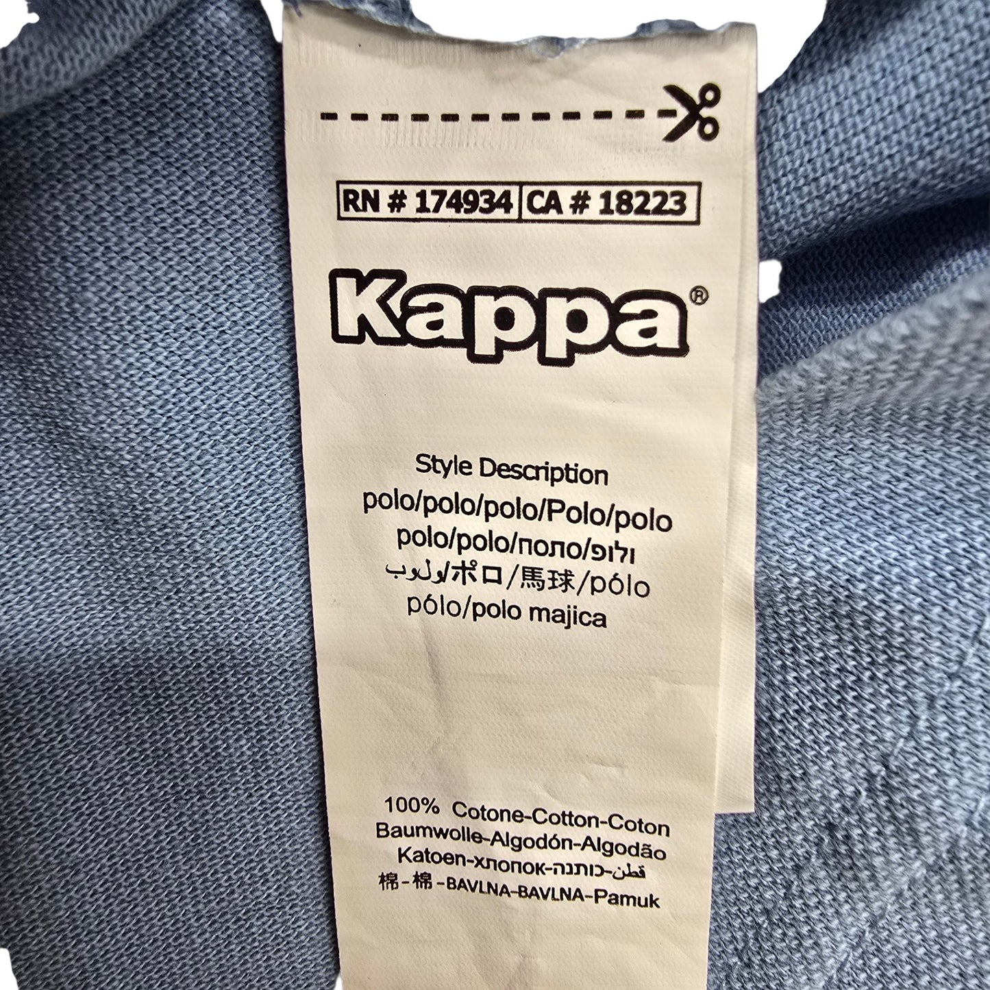 Kappa Boys Light Blue Cotton Polo Shirt XLarge Embroidered Logo