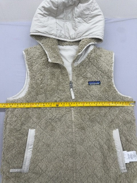 Patagonia Women's Beige Hooded Fleece Vest Reversible Regular Size