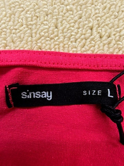 Sinsay Pink V-Neck Tank Top Women L Sleeveless Solid 7181-43X-L
