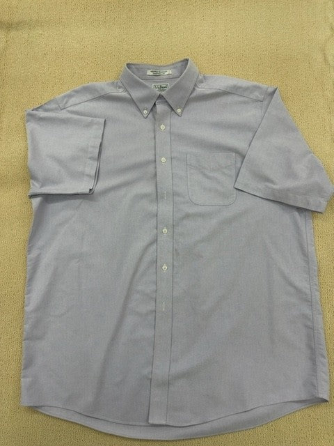 L.L.Bean Men's Short-Sleeve Button-Down Shirt Gray Cotton Size 171⁄2