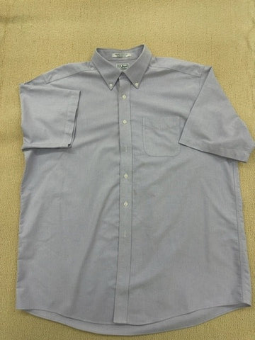 L.L.Bean Men's Short-Sleeve Button-Down Shirt Gray Cotton Size 171⁄2