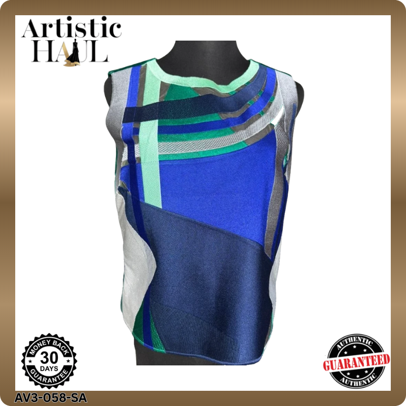 BNWT Armani Collezioni Sleeveless Top With Geometric Patch Work - Size 44