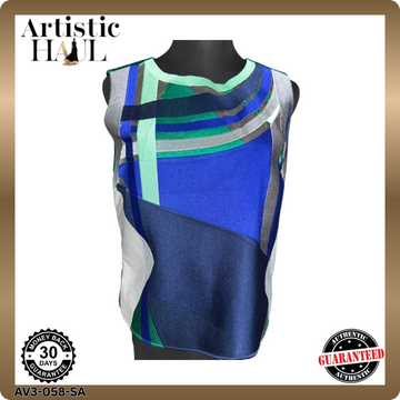 BNWT Armani Collezioni Sleeveless Top With Geometric Patch Work - Size 44