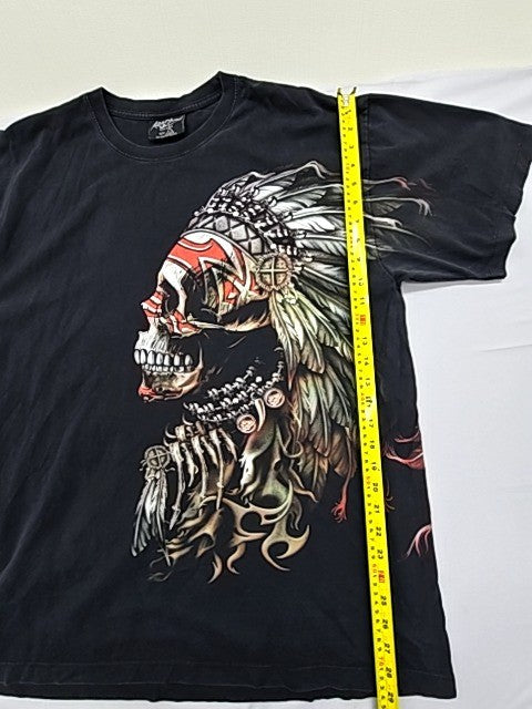 Rock N Rangz Unisex Black Gothic Skull Crewneck T-Shirt XL Cotton