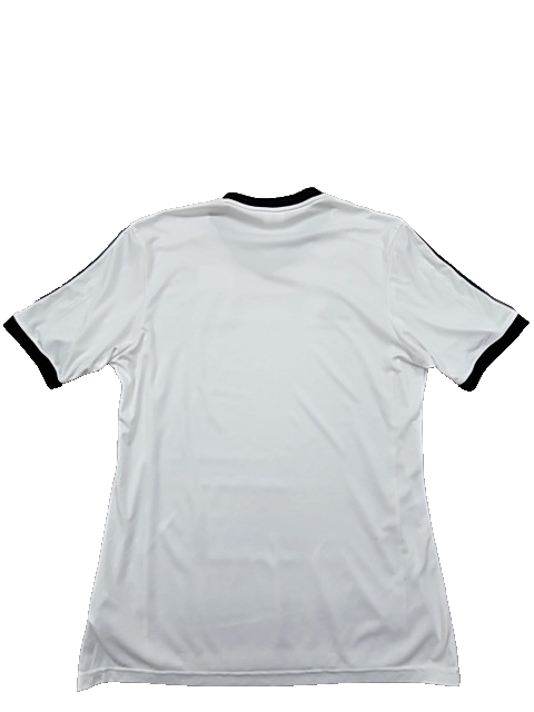 Adidas Unisex White Striped Soccer Jersey V-Neck Short Sleeve Size M