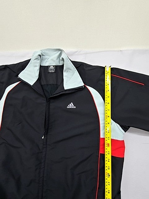 Adidas Men's Black Striped Cotton Track Jacket L Zip USA