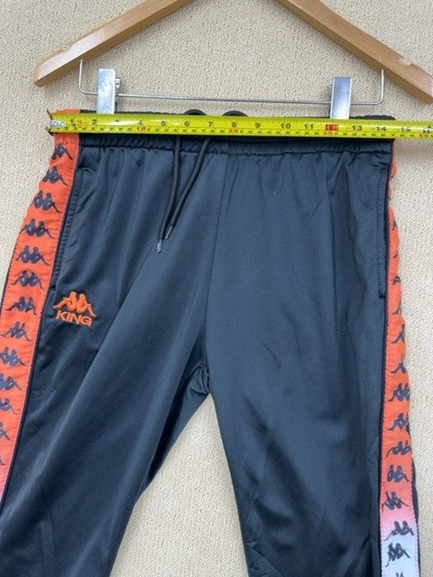 Kappa Men's Black Striped Track Pants Large Tapered Athletic