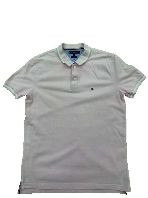 Tommy Hilfiger Men's Pink Polo Shirt – Size L, Short Sleeve, Cotton – Ref 530F3