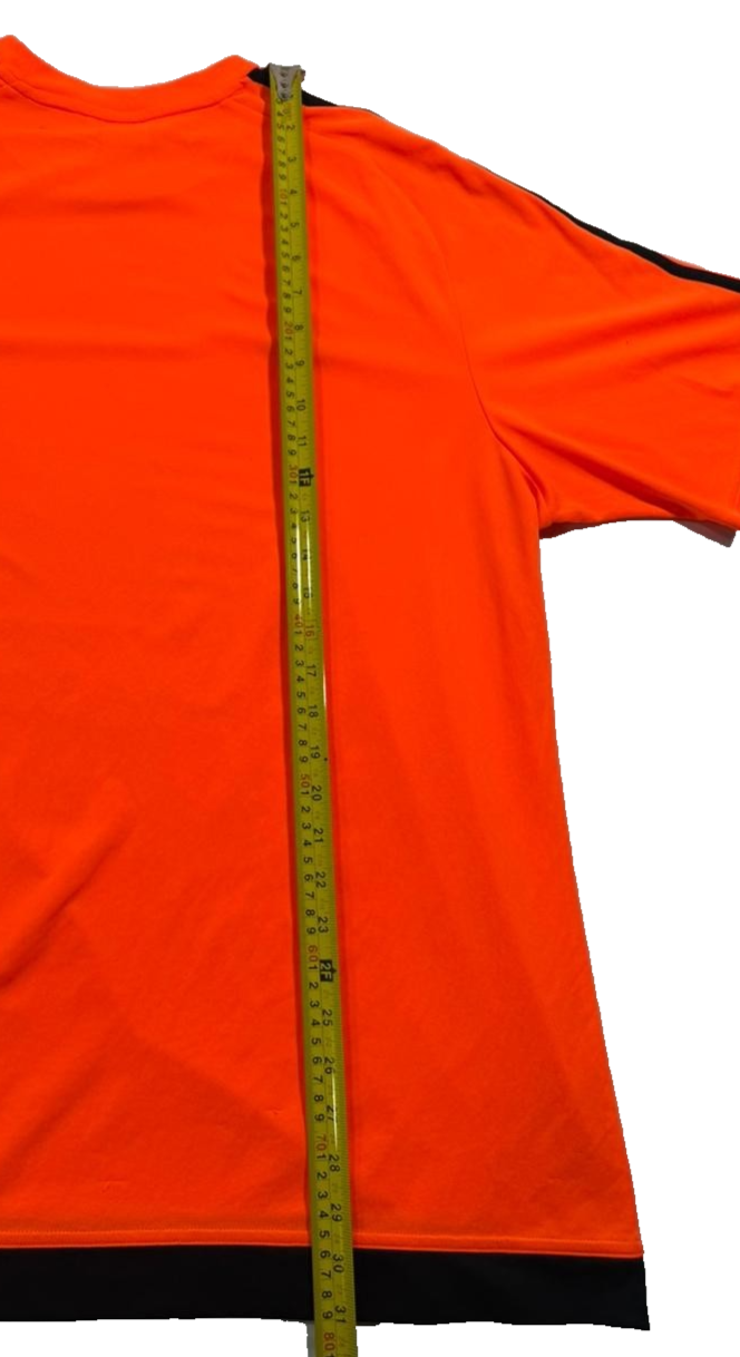 Adidas Men's Bright Orange Climalite Training Shirt Black 3-Stripe Crew Neck 2Xl