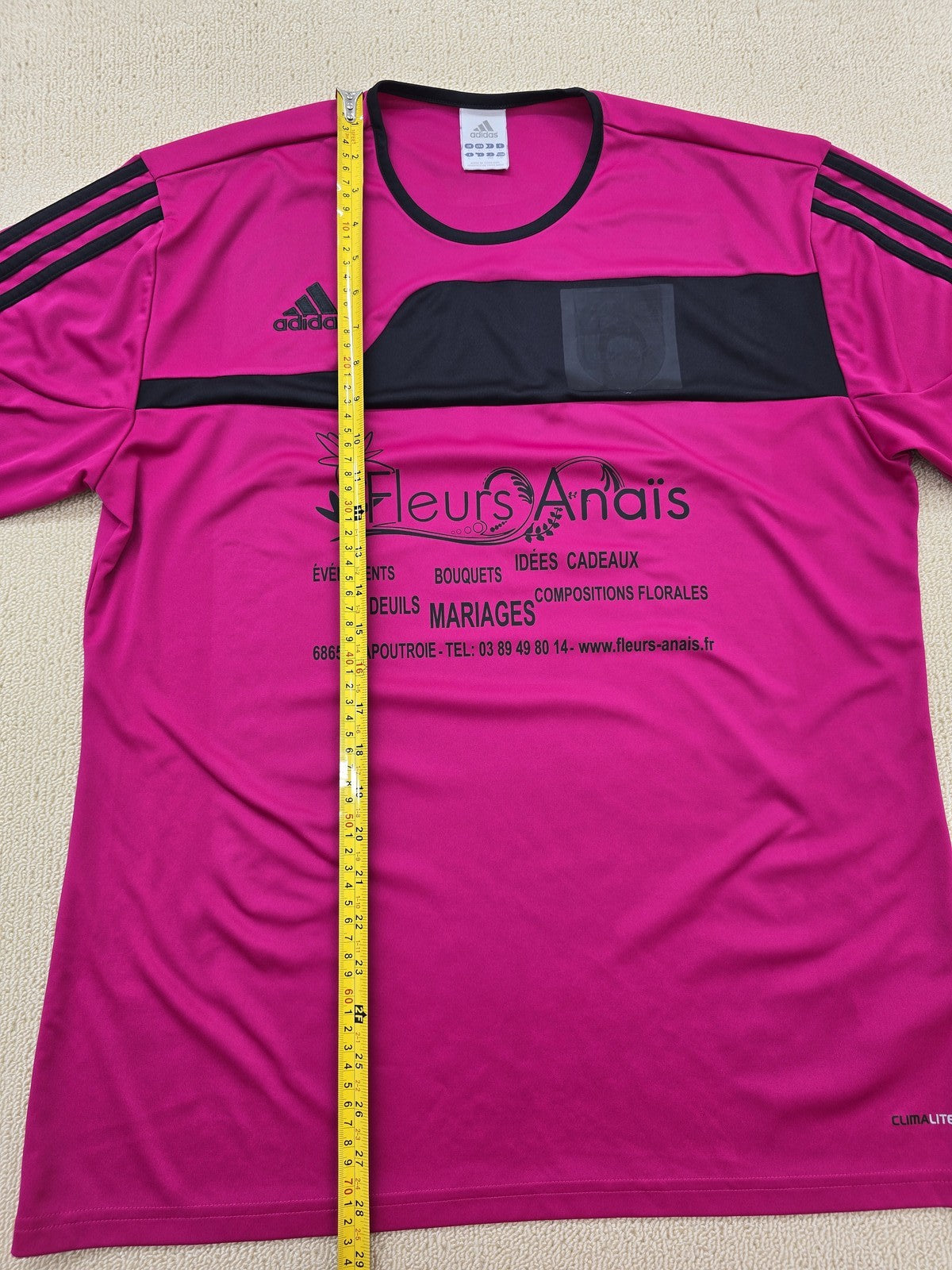 Adidas Men's Magenta Sports Jersey L Short Sleeve Stripes