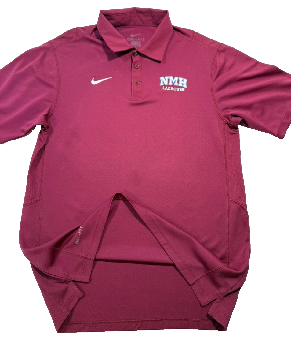 Nike Men's Maroon Nmh Lacrosse Dri-FIT Polo Shirt White Swoosh Size L