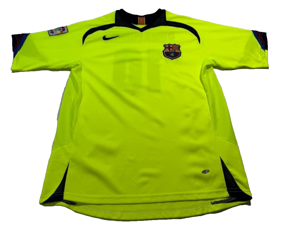 Nike Barcelona Ronaldinho 10 Away Jersey Green Blue Men's Size Large