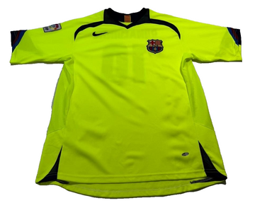 Nike Barcelona Ronaldinho 10 Away Jersey Green Blue Men's Size Large