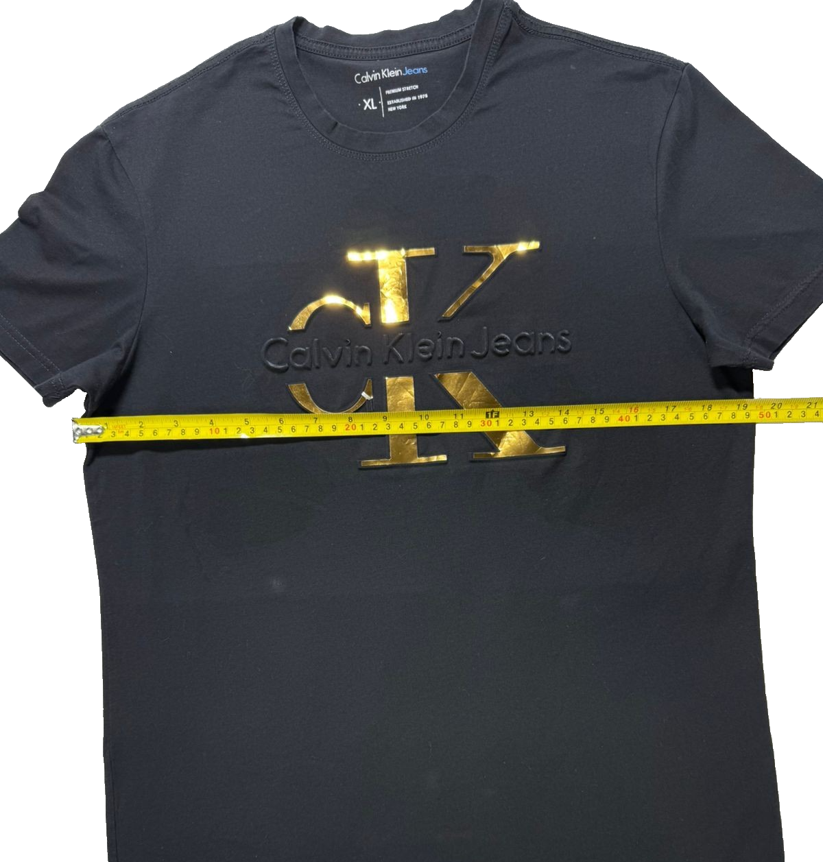 Calvin Klein Men's Metallic Cotton Logo T-Shirt -Black Size XL