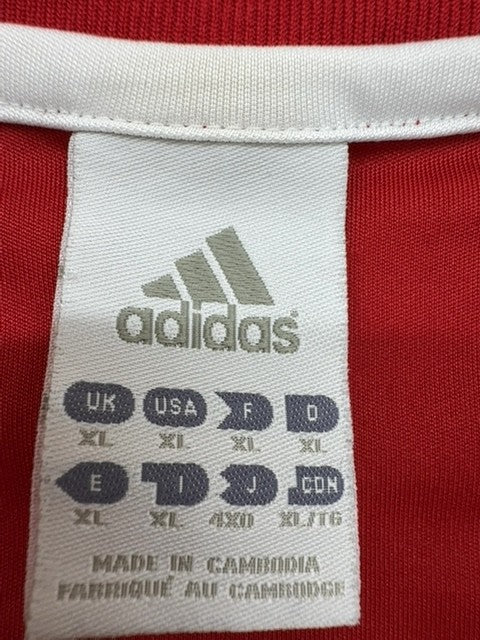 Adidas Men's Red Striped Soccer Jersey XL Short Sleeve V-Neck