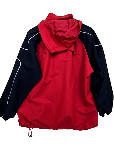 Nike Men's Red Hooded Jacket M Zipper Long Sleeve Sportswear Nylon