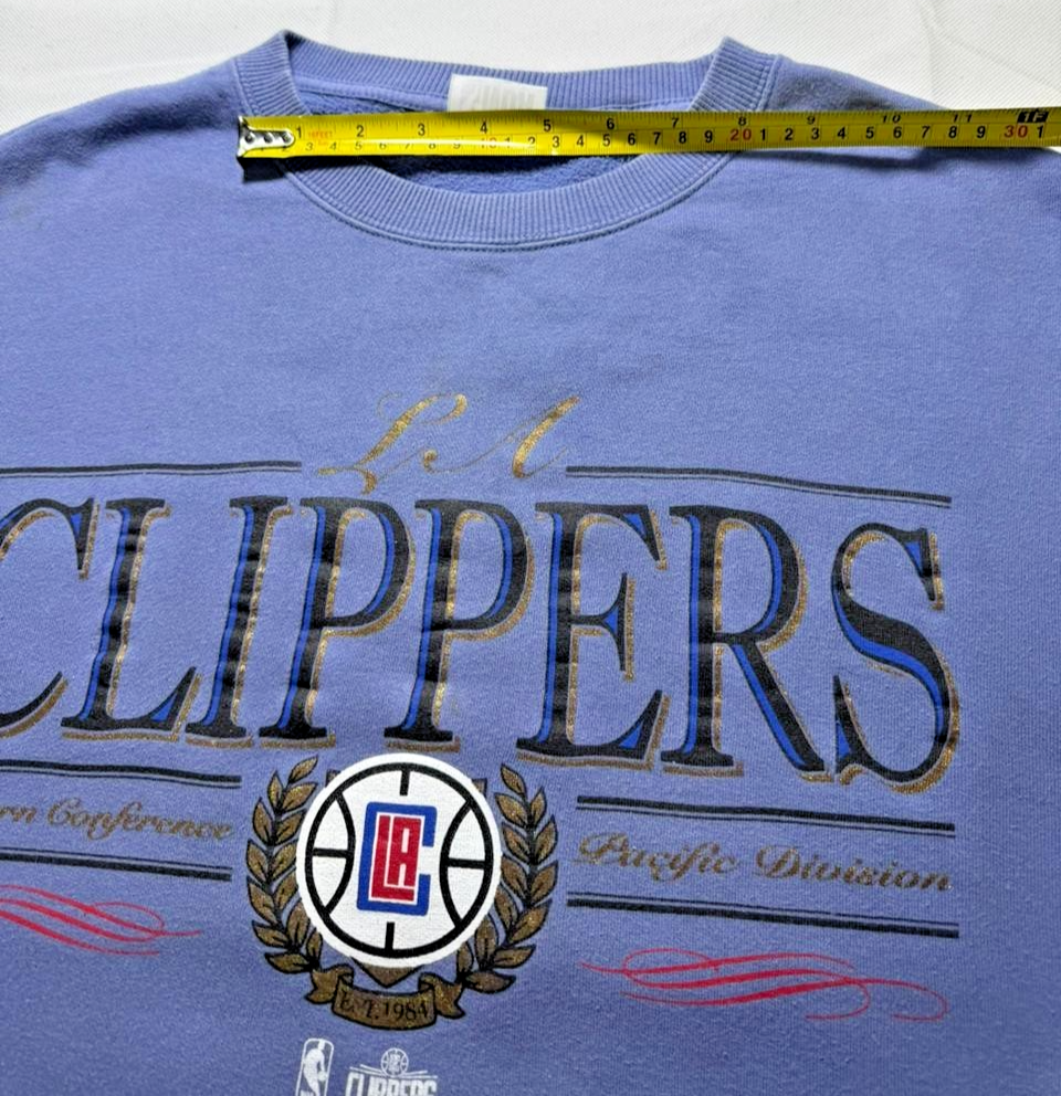 Vintage 90S La Clippers Nba Crewneck Sweatshirt Blue - Size M