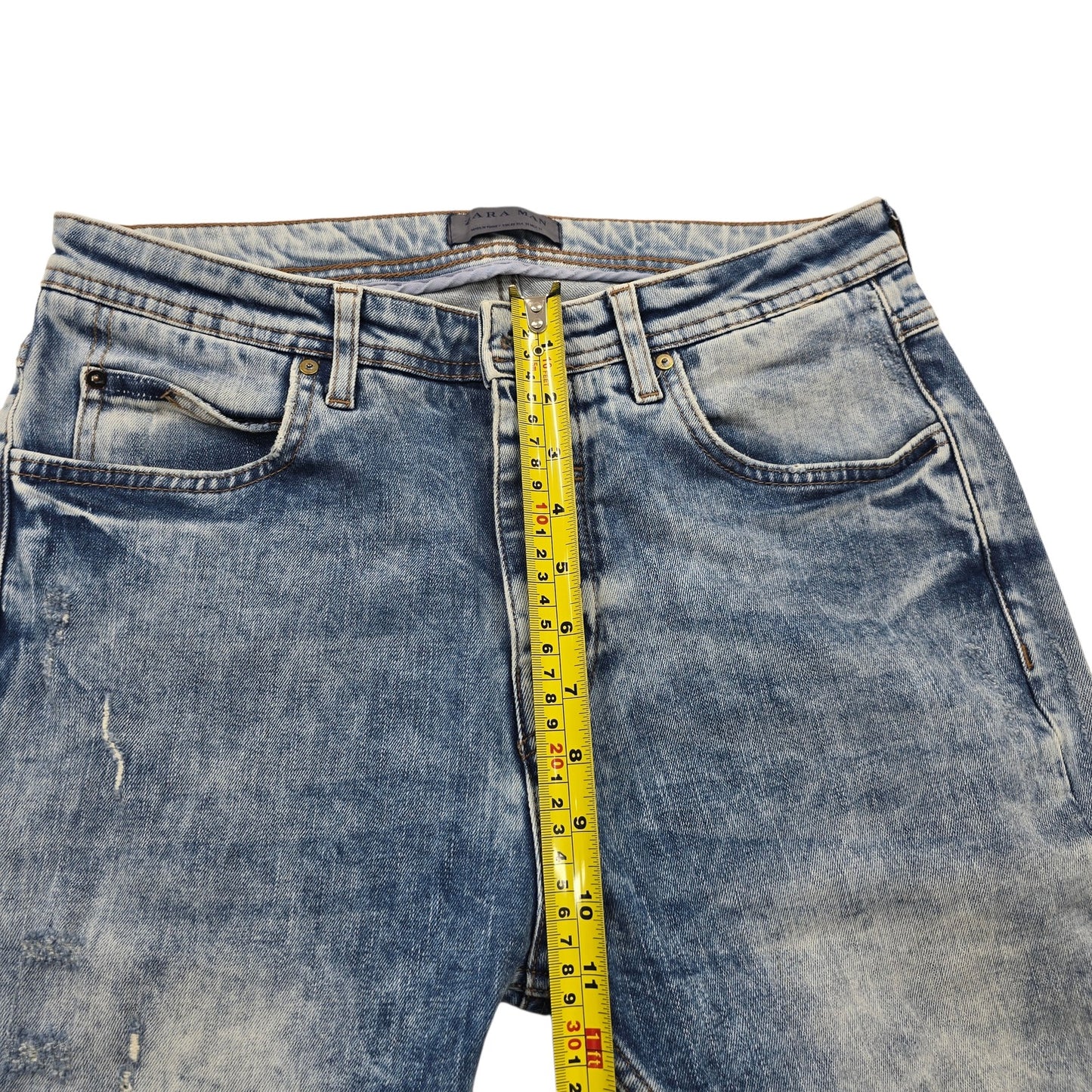 Zara Man Men's Light Blue Distressed Denim Jeans 31x31