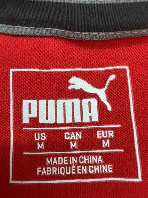 PUMA Men Red Graphic Logo T-Shirt Size M Regular Crew Neck Cotton Jersey