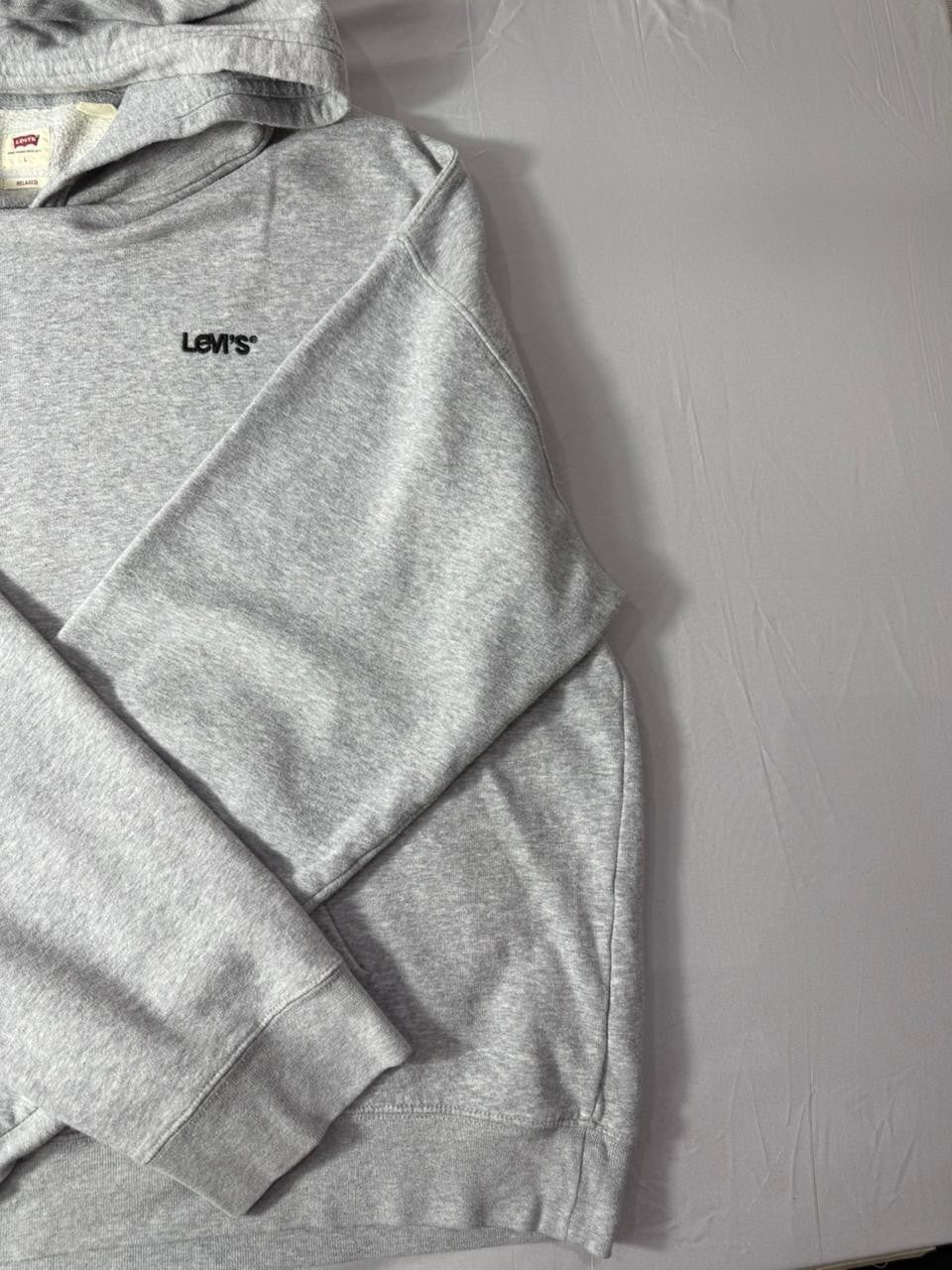 Levi's Gray Hoodie Men's Large L Relaxed Fit Pullover Fleece Sweatshirt