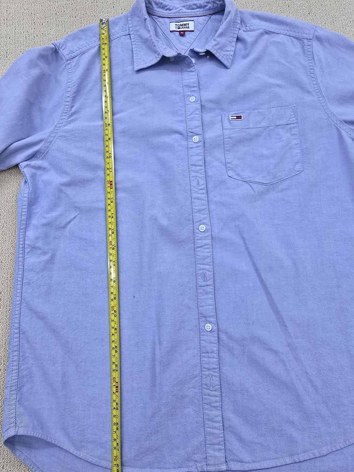 Tommy Jeans Light Blue Cotton Button-Down Shirt Men's M Long Sleeve