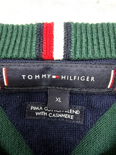 Tommy Hilfiger Men's XL Green Pima Cotton Cashmere Pullover Sweater
