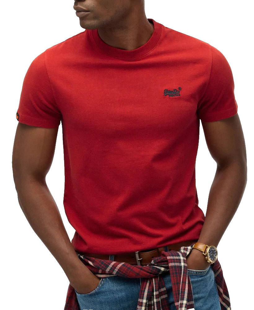 Superdry Men's Red Short Sleeve T-Shirt Embroidered Logo Size 3Xl