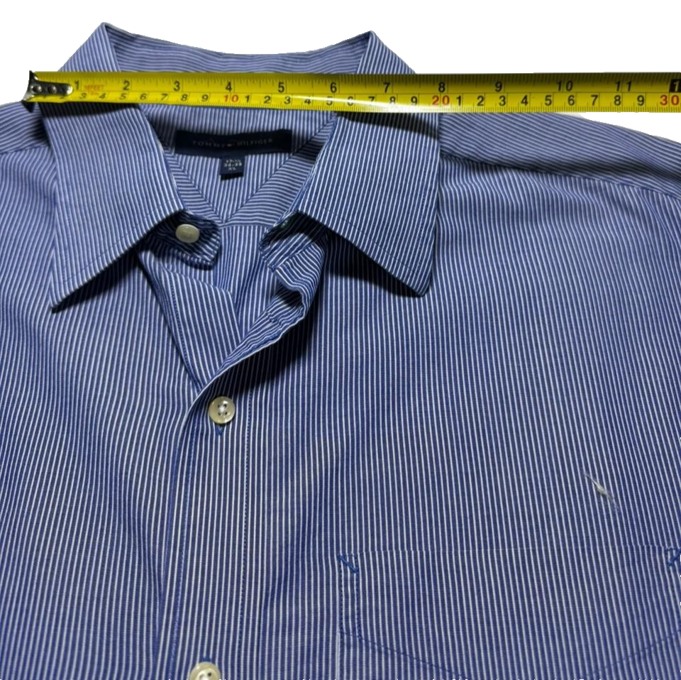 Tommy Hilfiger Men's Shirt | Size XL 34-35 | Blue White Striped