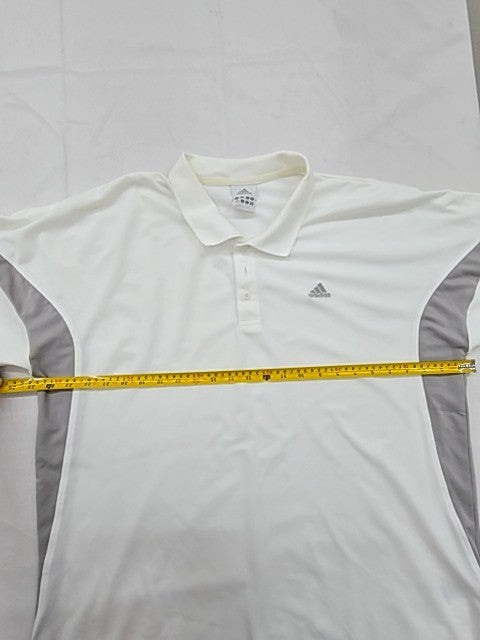 Adidas Men's White XL Short Sleeve Polo Shirt Button Closure