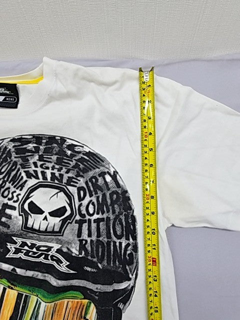 No Fear Men's White Motocross T-Shirt XL Short Sleeve Crewneck