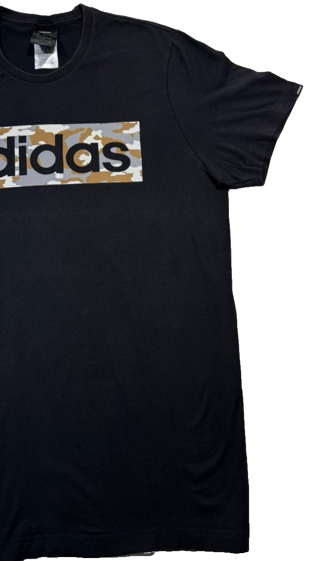 Adidas Men's Black Camo Box Logo Graphic T-Shirt Short Sleeve Size L