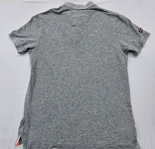 Superdry Men's Grey Polo Shirt XL Short Sleeve Cotton Pique