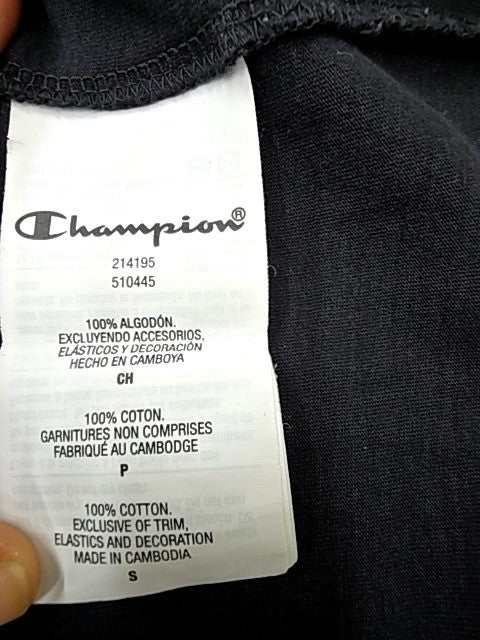 Champion Black Cotton Crew Neck T-Shirt Small Short Sleeve Logo MPN 21145
