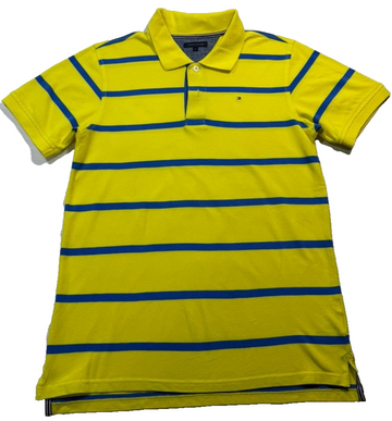 Tommy Hilfiger Older Teens Size 16 Yellow And Blue Stripe Polo Shirt