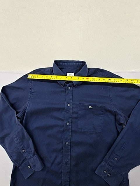 Lacoste Men's Navy Blue Slim Fit Long Sleeve Cotton Button Down M